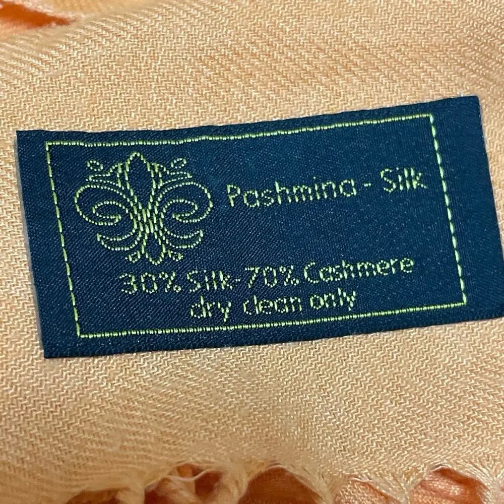 Pashmina Orange Coral Silk Cashmere Fringe Tassel Wrap Shawl Neck Scarf Size OS